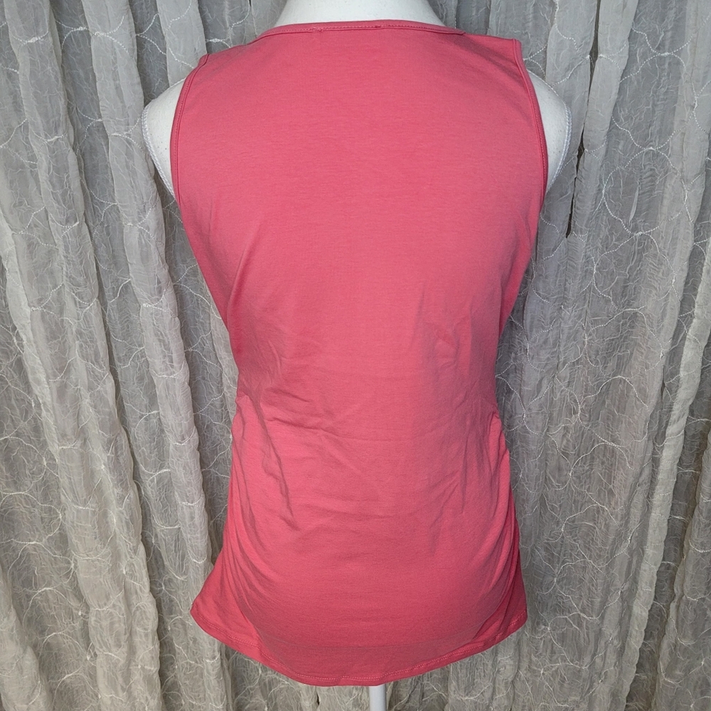 Zenana Pink Strechy Ruched Side Basic Layering Tank Top Cotton Spandex Boutique - Picture 4 of 7